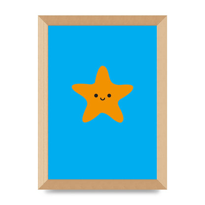 Kids Starfish Illustration Boys Art For The Home - A4 framed