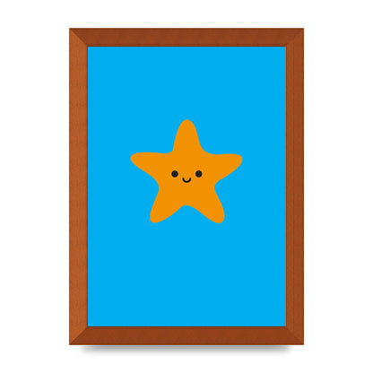Kids Starfish Illustration Boys Art For The Home - A4 framed