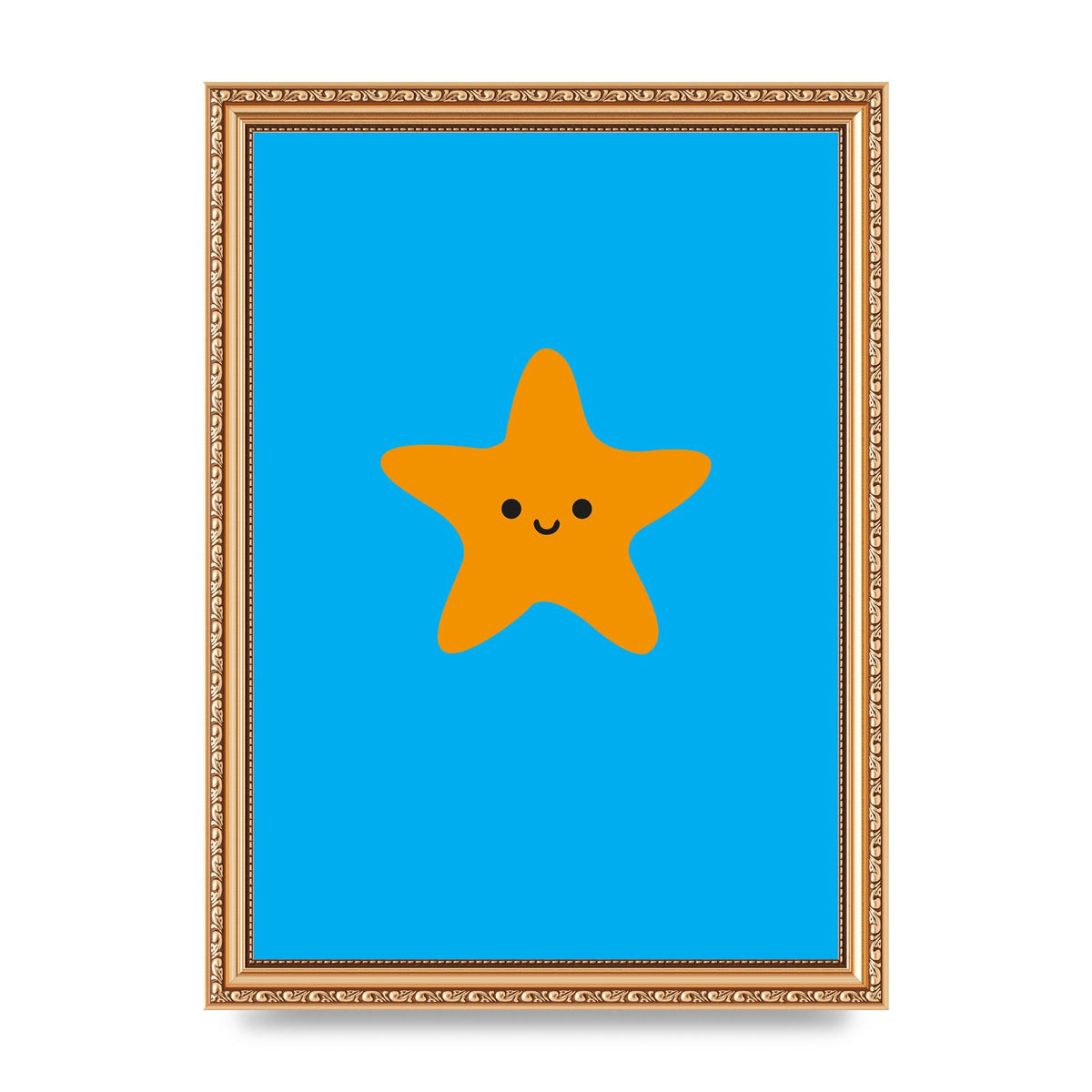 Kids Starfish Illustration Boys Art For The Home - A4 framed