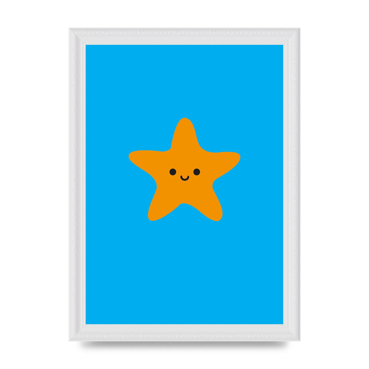 Kids Starfish Illustration Boys Art For The Home - A4 framed