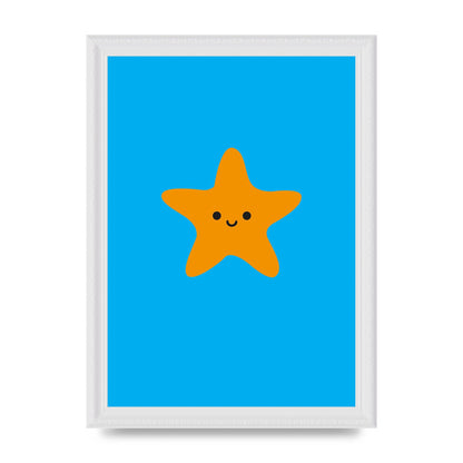 Kids Starfish Illustration Boys Art For The Home - A4 framed