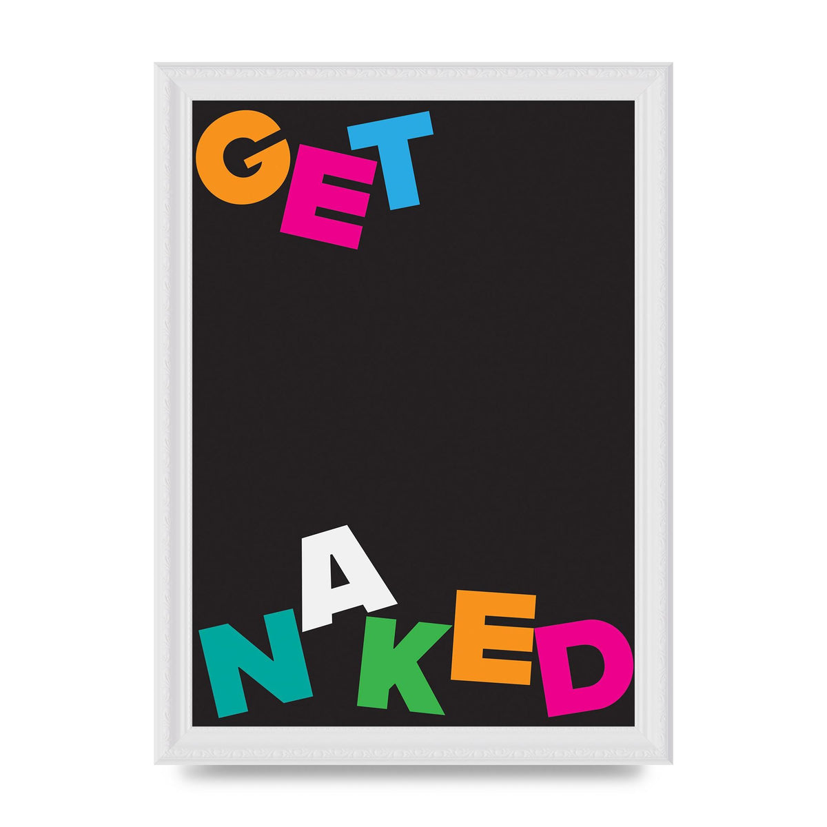 Get Naked" Printed Poster - A4 framed