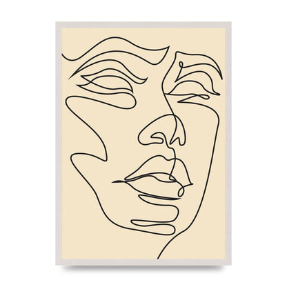 Face Line Drawing Ecru Art For The Home - A2 framed