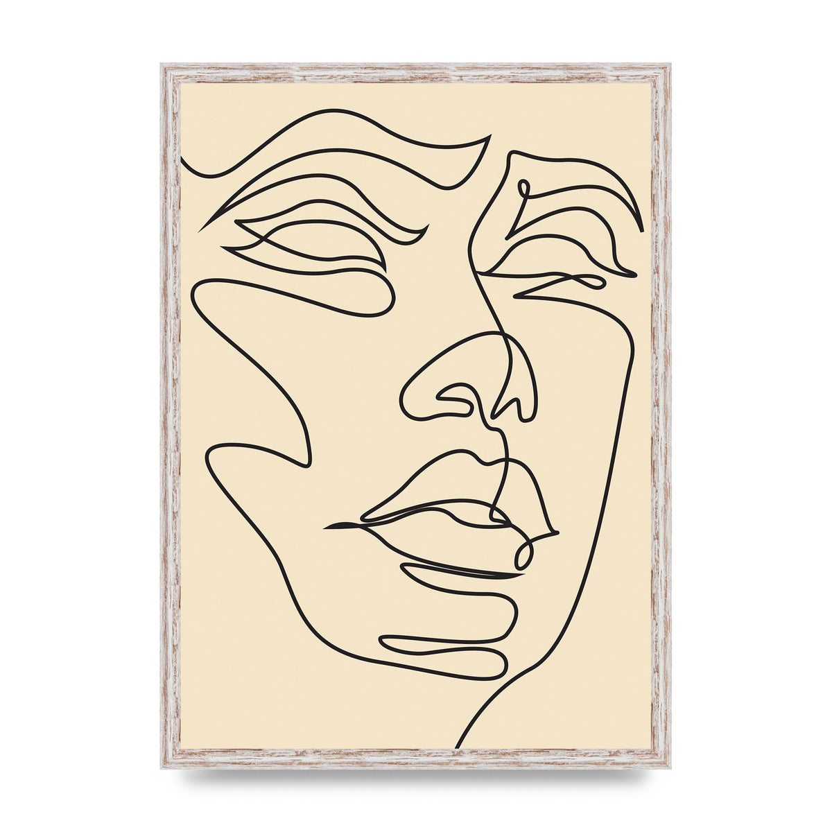 Face Line Drawing Ecru Art For The Home - A2 framed