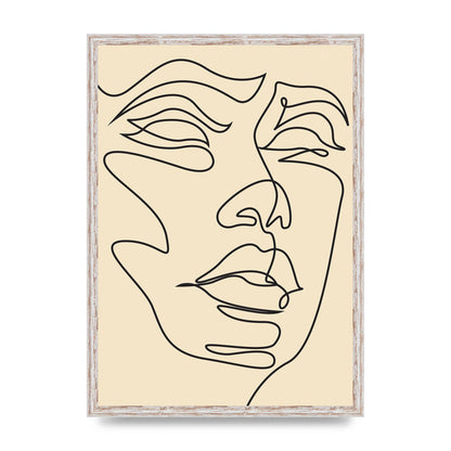 Face Line Drawing Ecru Art For The Home - A2 framed
