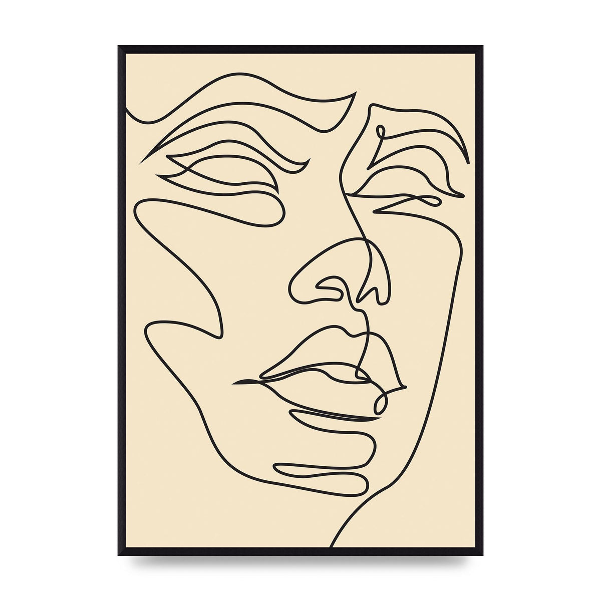 Face Line Drawing Ecru Art For The Home - A2 framed
