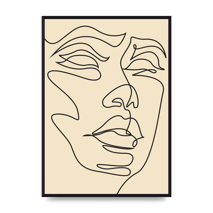 Face Line Drawing Ecru Art For The Home - A2 framed