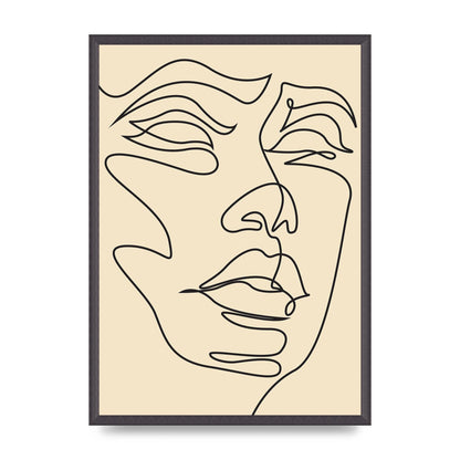 Face Line Drawing Ecru Art For The Home - A2 framed