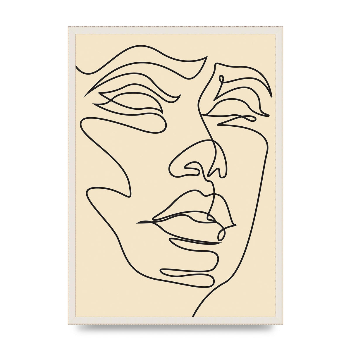 Face Line Drawing Ecru Art For The Home - A2 framed
