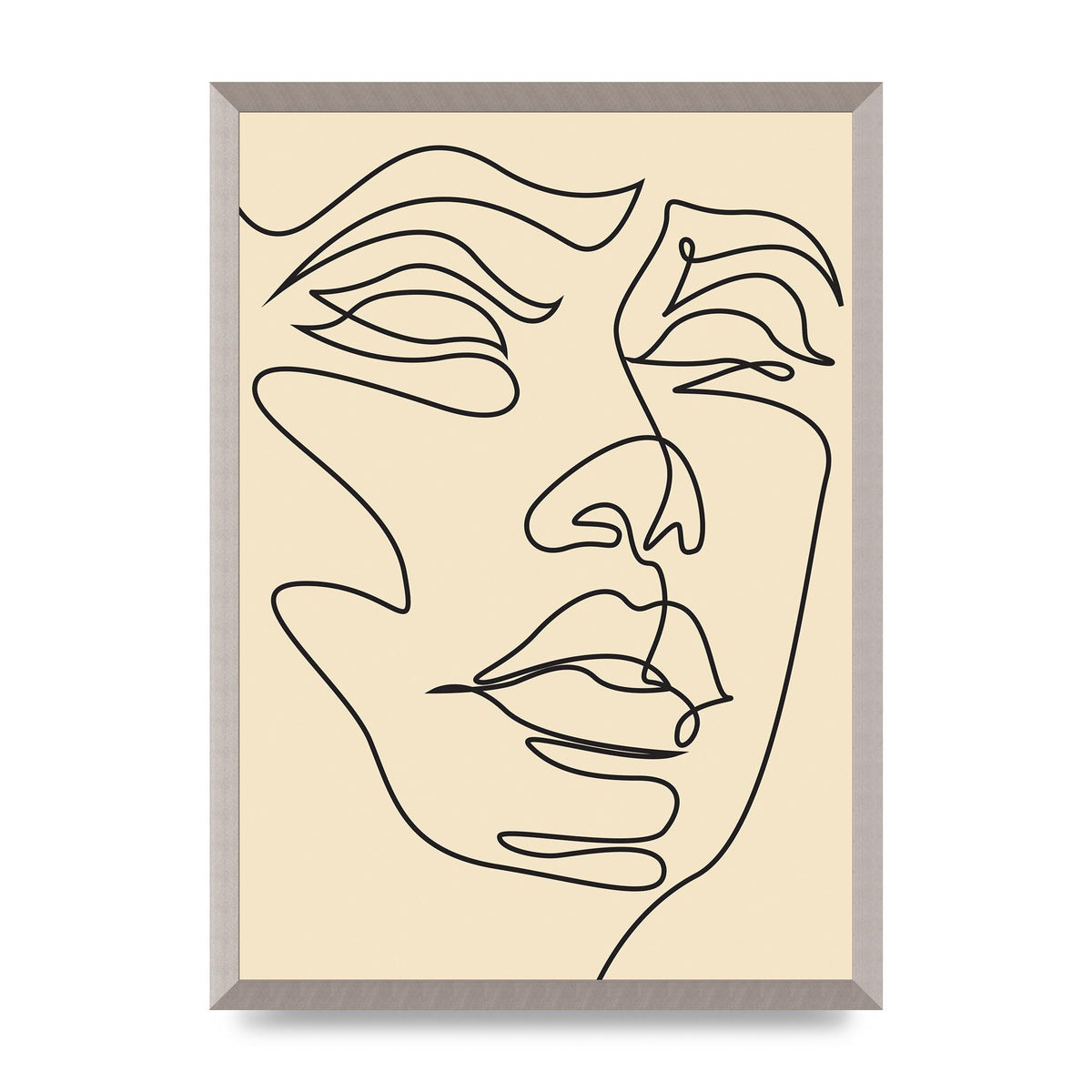 Face Line Drawing Ecru Art For The Home - A2 framed