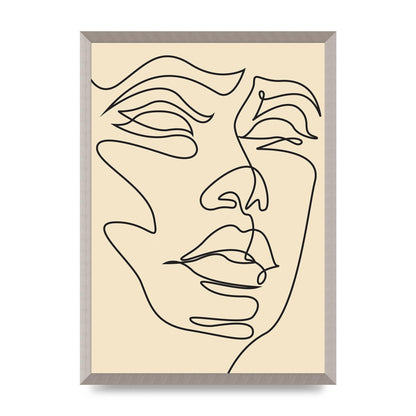 Face Line Drawing Ecru Art For The Home - A2 framed
