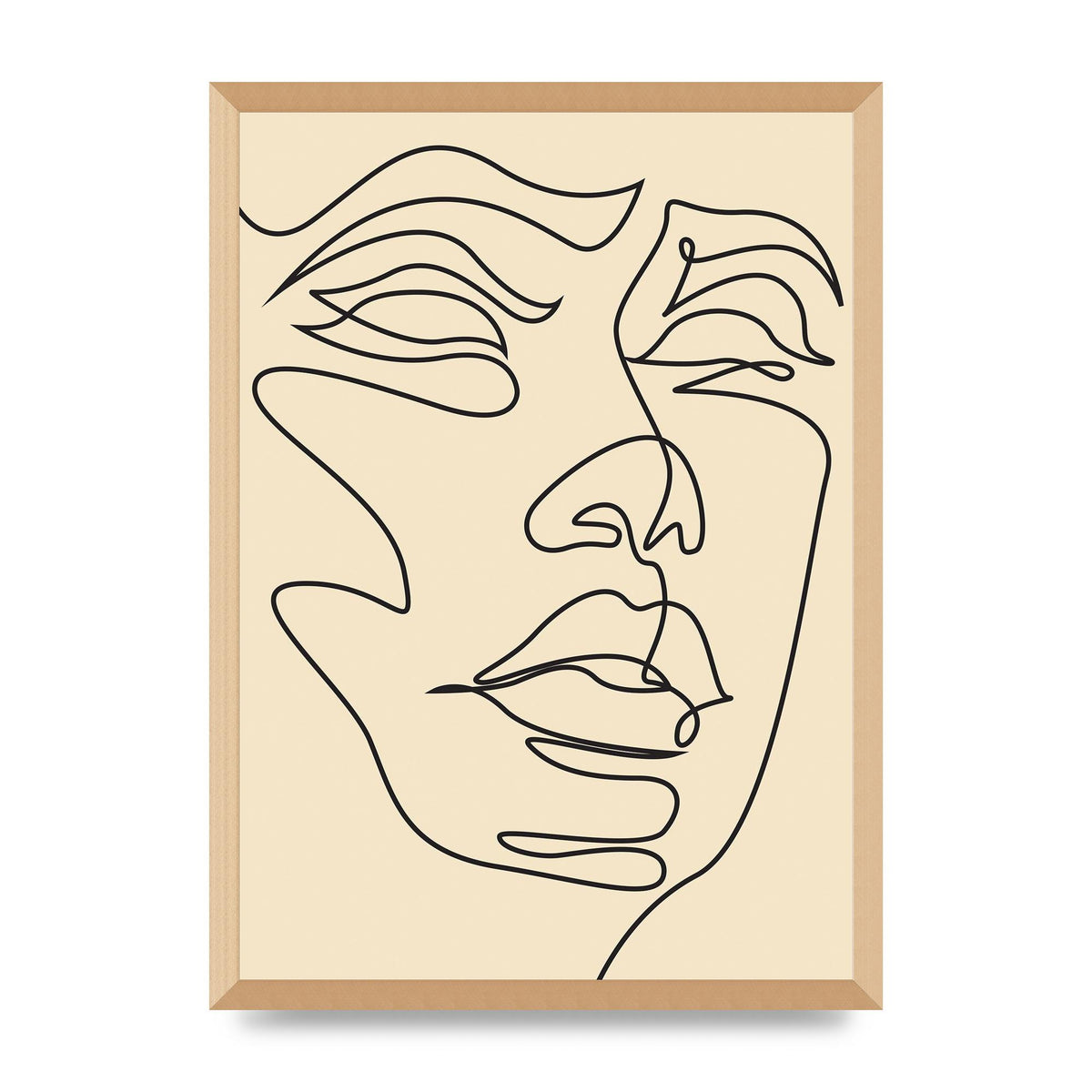 Face Line Drawing Ecru Art For The Home - A2 framed