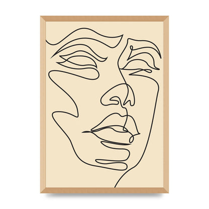 Face Line Drawing Ecru Art For The Home - A2 framed
