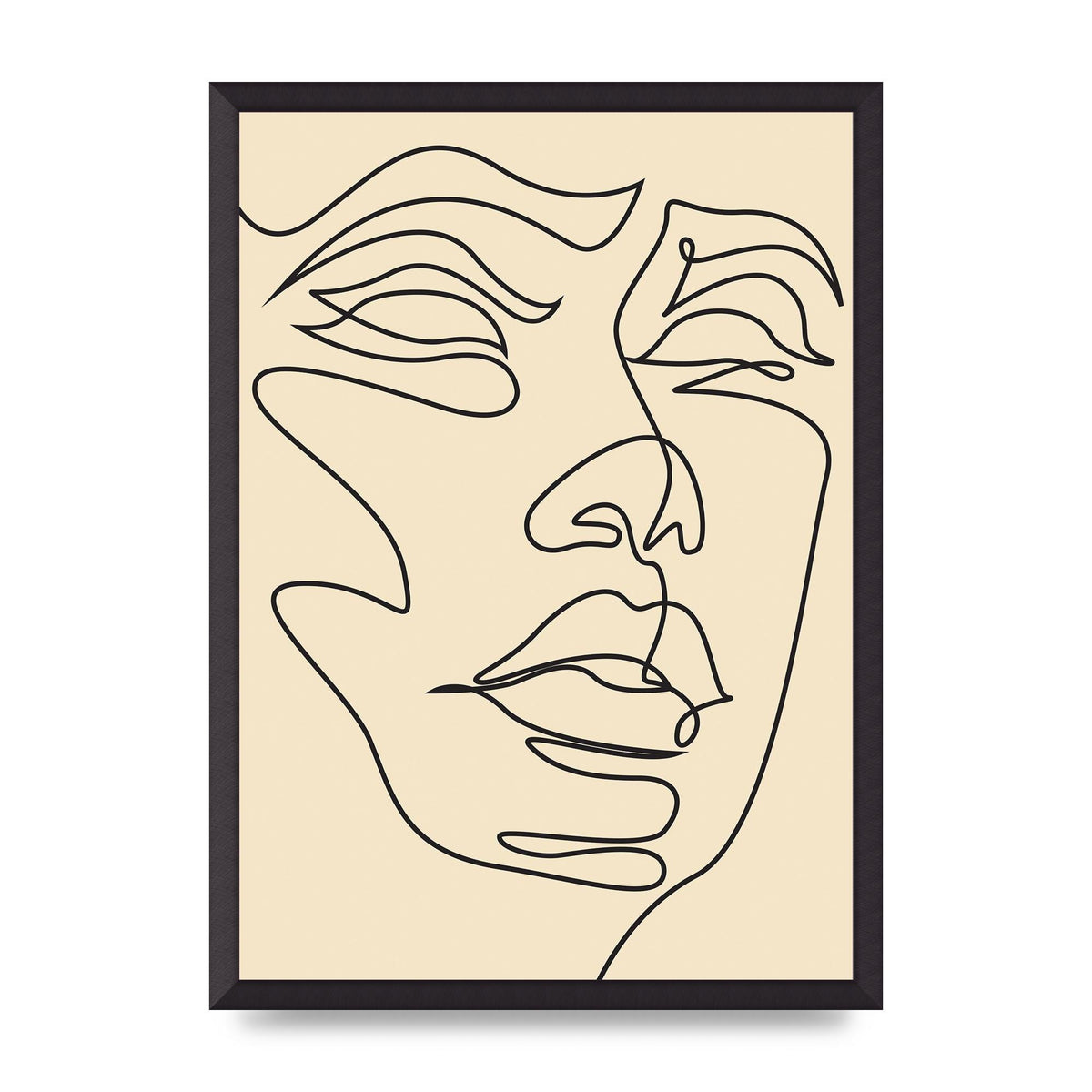 Face Line Drawing Ecru Art For The Home - A2 framed