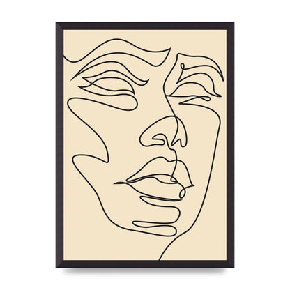 Face Line Drawing Ecru Art For The Home - A2 framed