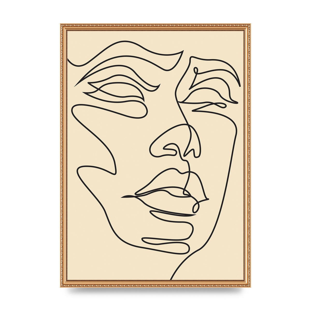 Face Line Drawing Ecru Art For The Home - A2 framed