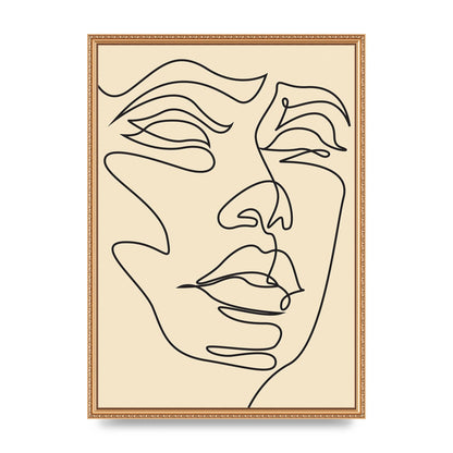 Face Line Drawing Ecru Art For The Home - A2 framed