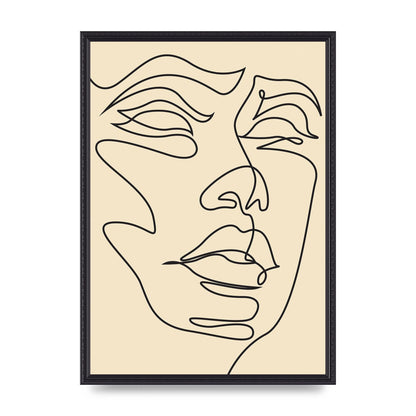 Face Line Drawing Ecru Art For The Home - A2 framed