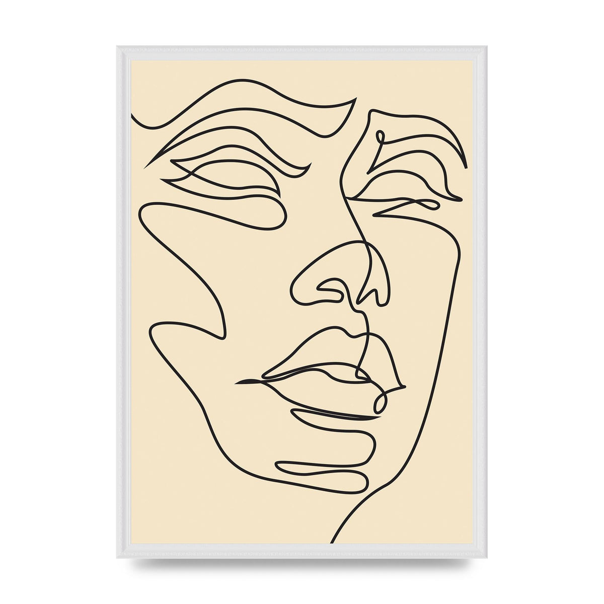 Face Line Drawing Ecru Art For The Home - A2 framed
