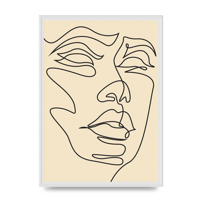 Face Line Drawing Ecru Art For The Home - A2 framed
