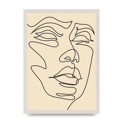 Face Line Drawing Ecru Art For The Home - A3 framed