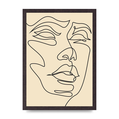 Face Line Drawing Ecru Art For The Home - A3 framed