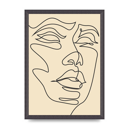 Face Line Drawing Ecru Art For The Home - A3 framed