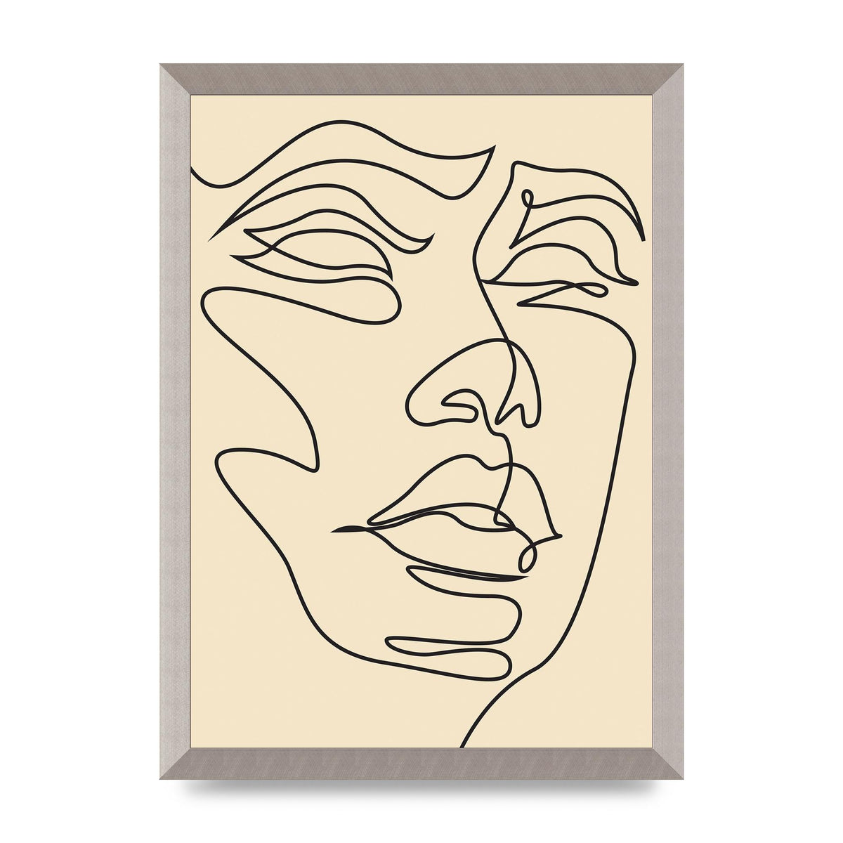 Face Line Drawing Ecru Art For The Home - A3 framed