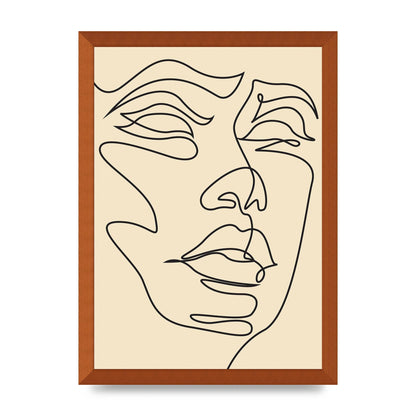 Face Line Drawing Ecru Art For The Home - A3 framed