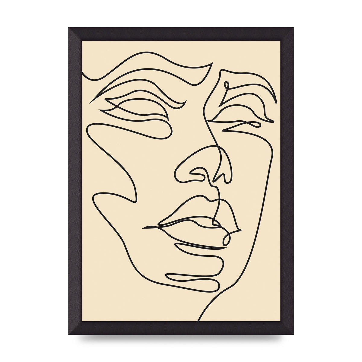 Face Line Drawing Ecru Art For The Home - A3 framed