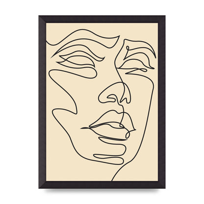 Face Line Drawing Ecru Art For The Home - A3 framed
