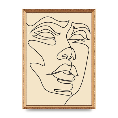 Face Line Drawing Ecru Art For The Home - A3 framed