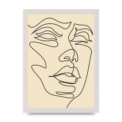 Face Line Drawing Ecru Art For The Home - A4 framed
