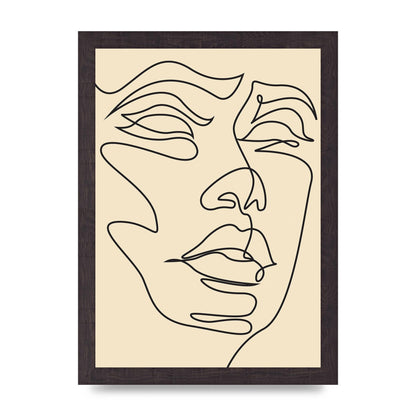 Face Line Drawing Ecru Art For The Home - A4 framed