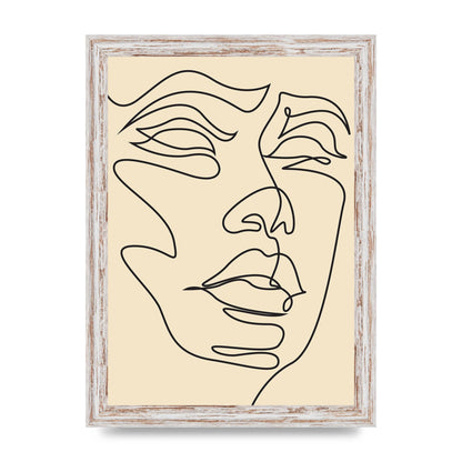 Face Line Drawing Ecru Art For The Home - A4 framed