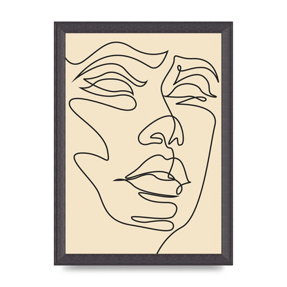 Face Line Drawing Ecru Art For The Home - A4 framed
