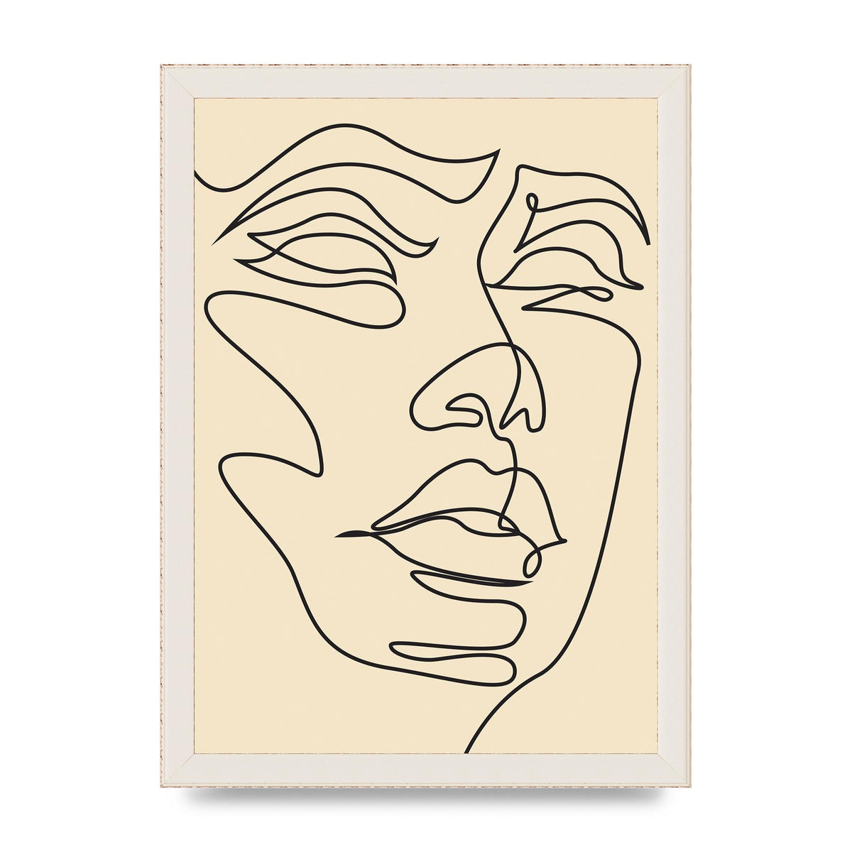 Face Line Drawing Ecru Art For The Home - A4 framed