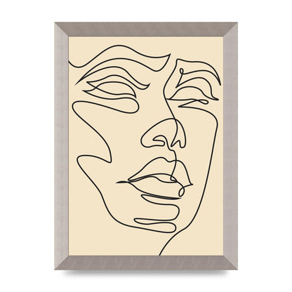 Face Line Drawing Ecru Art For The Home - A4 framed
