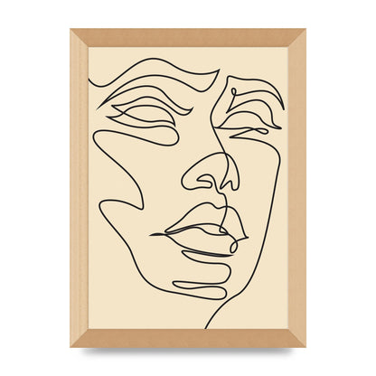 Face Line Drawing Ecru Art For The Home - A4 framed