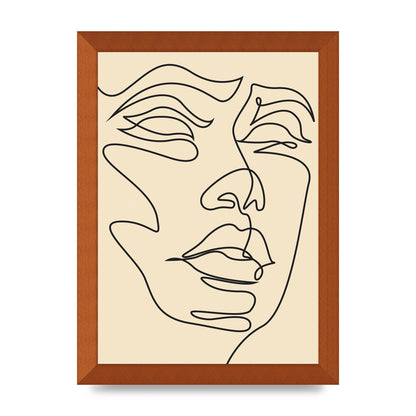 Face Line Drawing Ecru Art For The Home - A4 framed