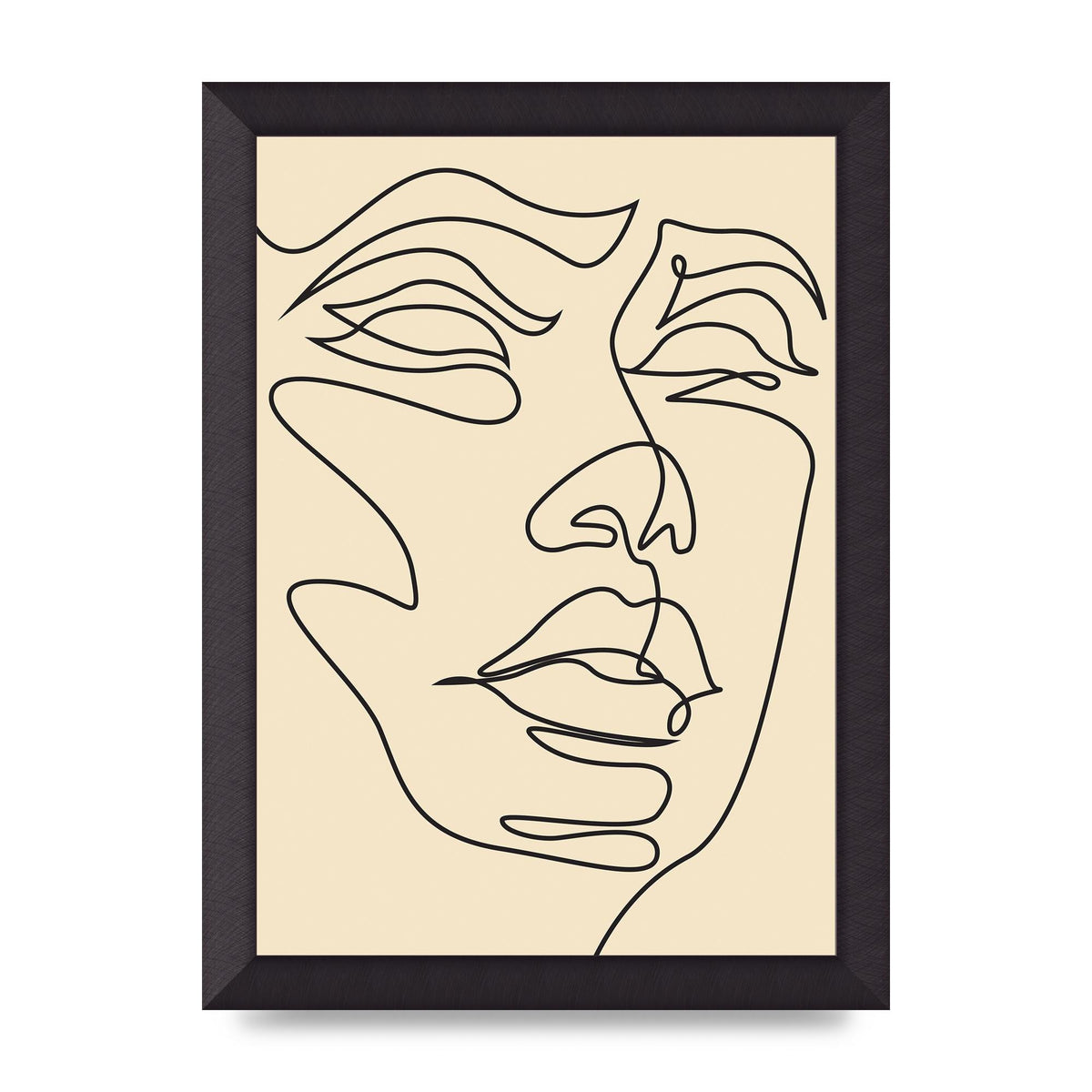 Face Line Drawing Ecru Art For The Home - A4 framed