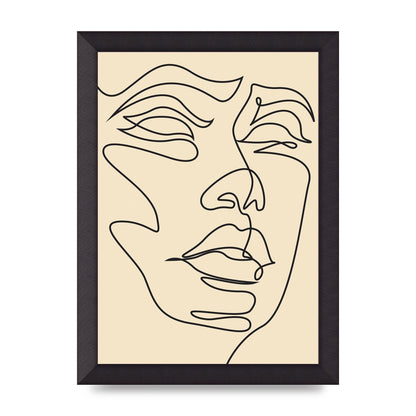 Face Line Drawing Ecru Art For The Home - A4 framed