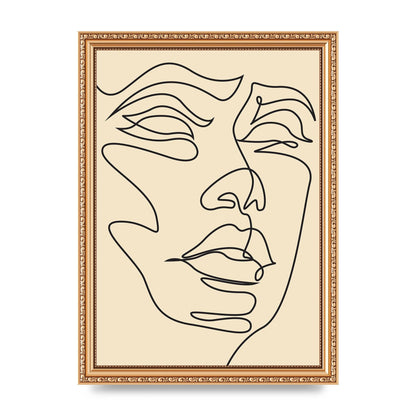 Face Line Drawing Ecru Art For The Home - A4 framed