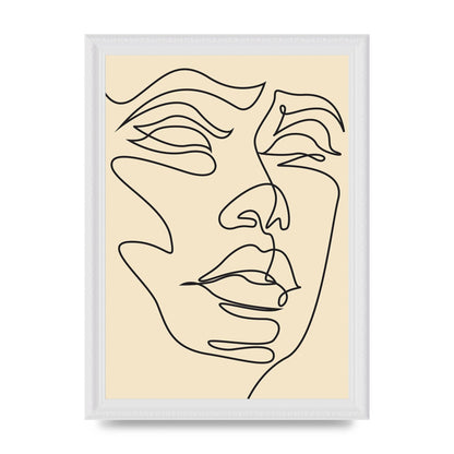 Face Line Drawing Ecru Art For The Home - A4 framed