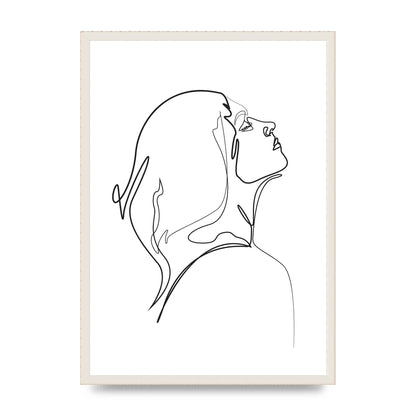 Woman Line Drawing White Printed Poster - A2 framed
