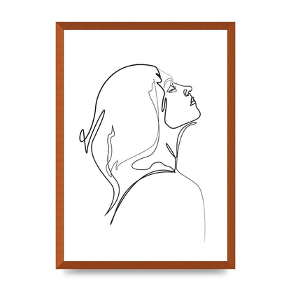 Woman Line Drawing White Printed Poster - A2 framed