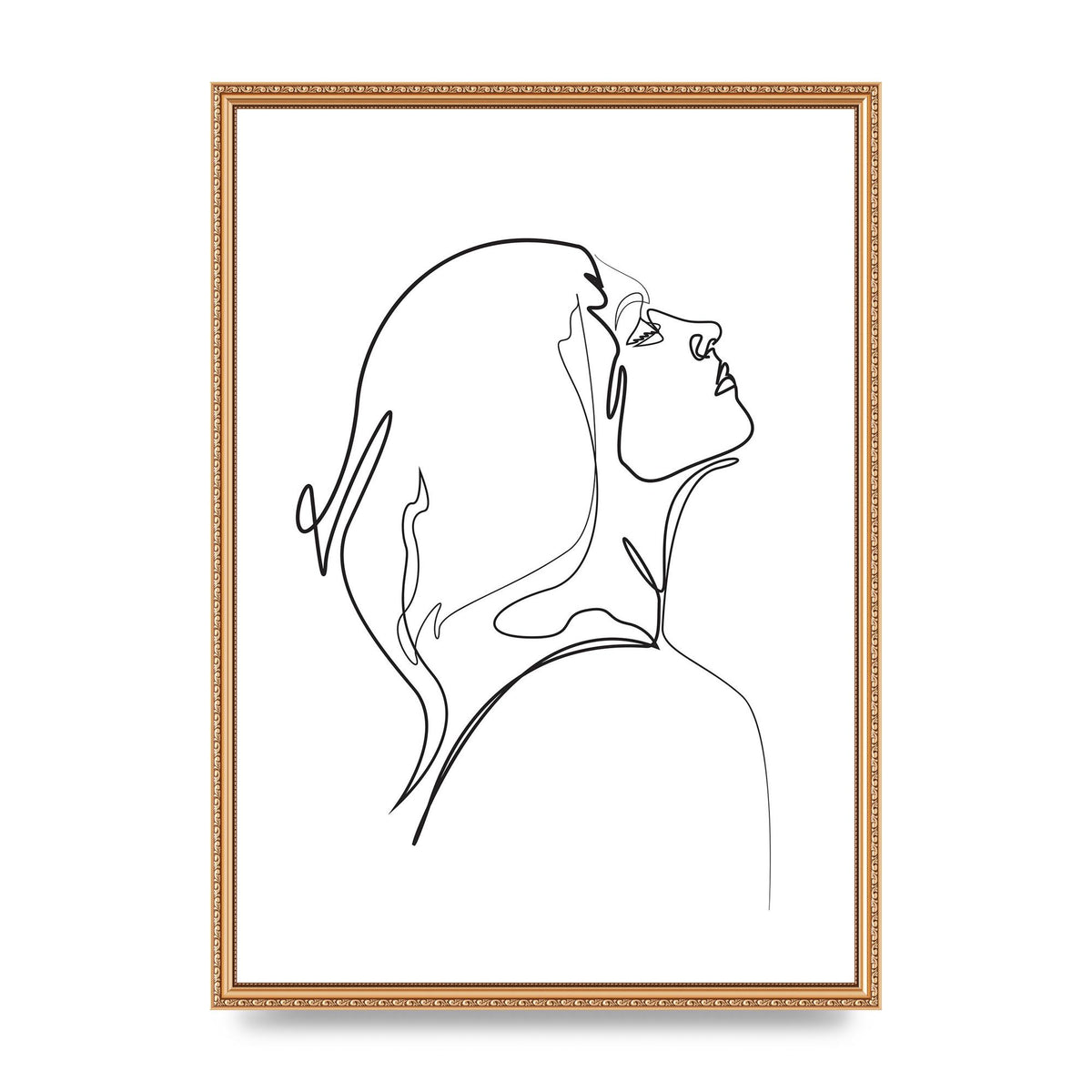 Woman Line Drawing White Printed Poster - A2 framed