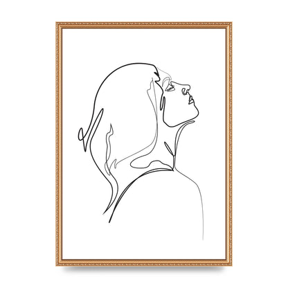 Woman Line Drawing White Printed Poster - A2 framed