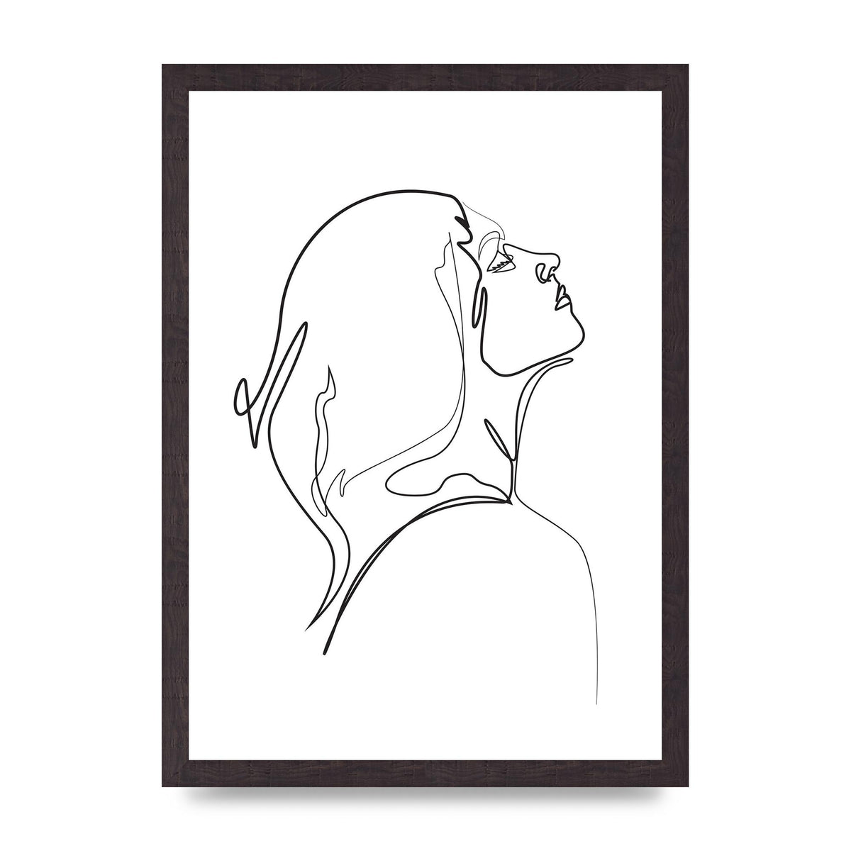 Woman Line Drawing White Printed Poster - A3 framed