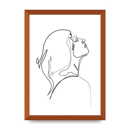 Woman Line Drawing White Printed Poster - A3 framed